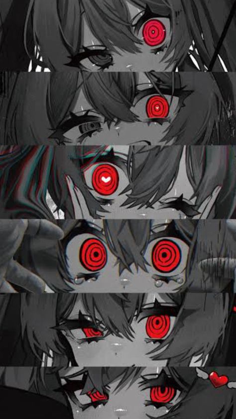 Crazy Eyes Drawing Reference, Crazy Anime Characters, Crazy Eyes Drawing, Crazy Character Design, Yandere Art, Demon Aesthetic, Anime Goth, Fantasy Tattoos, Gothic Wallpaper