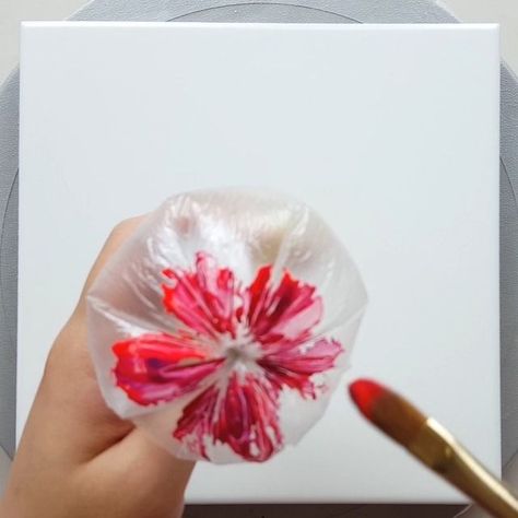 Abstract Painting Diy, Acrylic Flower Painting, Art Of Painting, Painting Flowers Tutorial, Balloon Painting, Abstract Art Painting Techniques, Flower Painting Canvas, Farmhouse Vintage, Bag Flower