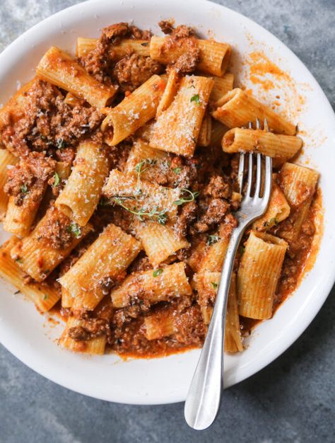 Ground Veal Recipes, Best Bolognese Sauce, The Defined Dish, Defined Dish, Bolognese Sauce Recipe, Veal Recipes, Meat Diet, Rigatoni Pasta, Bolognese Recipe