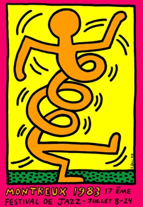 Keith Haring Prints, Keith Haring Poster, Montreux Jazz Festival, Keith Haring Art, Haring Art, Claes Oldenburg, Jazz Poster, Jasper Johns, Alexander Calder