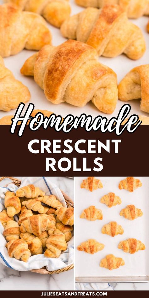 Elevate your dinner table with these easy-to-make Homemade Crescent Rolls. Flaky, tender, and ready in a fraction of the time it takes to make croissants, these rolls are a delightful surprise. They're simpler than you might imagine, making them the perfect side dish for your holiday feasts. Don't forget to slather them with butter while still warm! Yeast Crescent Rolls, Crescents Recipes, Bisquit Recipes, Cresant Rolls, Jo Cooks Recipes, Easy Food Recipes For Dinner, Crescent Roll Recipes Dinner, Lemon Tree Dwelling, Homemade Crescent Rolls