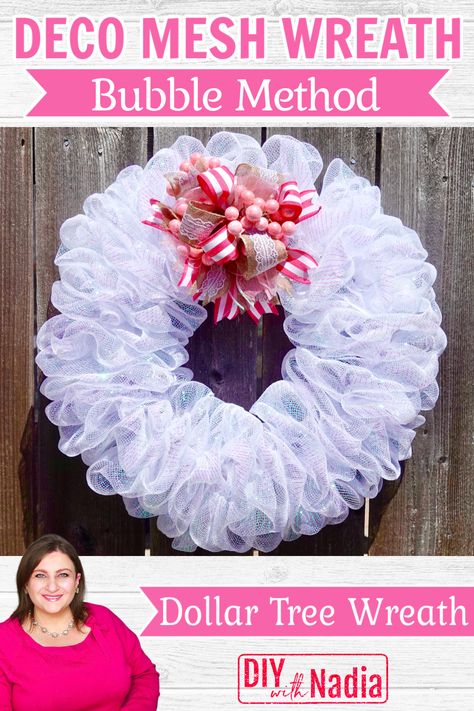 21 inch Deco Mesh Bubble Wreath | Dollar Tree DIY Wreath Tutorial | baby wedding shower Diy Deco Mesh Garland Tutorial, Bubble Mesh Wreath, Deco Mesh Wreath Using 21 Inch Mesh, Bubble Mesh Wreath Tutorial, Deco Mesh Bubble Wreaths Diy, Deco Mesh Crafts Ideas, Wreaths Using 21 Inch Mesh, Tulle Wreath Diy Tutorials, Bubble Method Wreath Tutorial