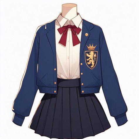 Ravenclaw Uniform Female, Gacha School Uniform, Manhwa Clothes, Anime School Uniform, Levi King, Astrid Clifford, Cruel King, Vintage Fashion Sketches, Anime Uniform