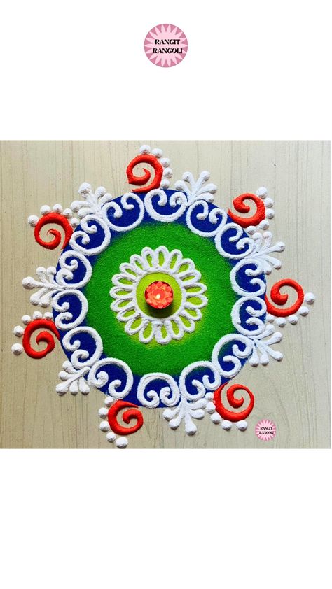 Easy freehand rangoli design | Rangit Rangoli Rangoli Round Designs, Small Sanskar Bharti Rangoli Design, Sanskar Bharti Rangoli Designs Simple, Bhaubij Rangoli, Different Rangoli Designs, Round Rangoli, Makar Sankranti Rangoli, Small Free Hand Rangoli, Freehand Rangoli Design