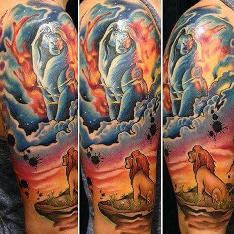 Disney The Lion King tattoo The Lion King Tattoo, Lion King Tattoos, Nala Tattoo, Hakuna Matata Tattoo, Lion Sleeve, Lion King Tattoo, King Tattoo, King Tattoos, Il Re Leone