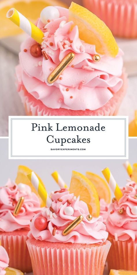 Lemonade Cake Recipe, Easy Cupcake Recipe, Pink Lemonade Cake, Pink Lemonade Cupcakes, Cake Mix Cupcakes, Fabulous Desserts, Homemade Buttercream, Lemonade Cupcakes, Homemade Buttercream Frosting