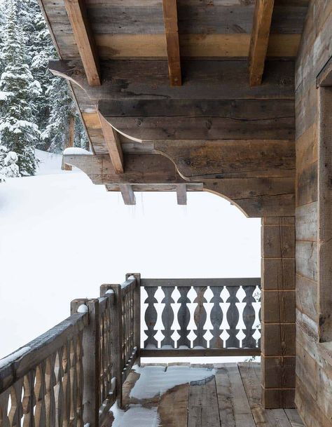 Swiss chalet-inspired home provides cozy refuge in snowy Montana Montana Interior Design, Pearson Design Group, Chalet Exterior, Alpine Decor, Chalet Chic, Alpine Chalet, Chalet Interior, Chalet Design, Swiss Chalet