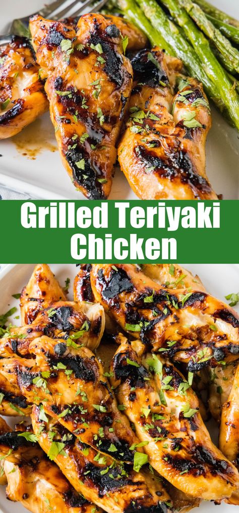 Juicy grilled teriyaki chicken is perfect for summer! The hot grill locks in all the sweet-tangy flavors of the homemade teriyaki marinade. #grilled #teriyaki #chicken Homemade Teriyaki Marinade, Teriyaki Chicken Marinade, Sweet Teriyaki Sauce, Teriyaki Chicken Recipe, Recipes Grilling, Flexitarian Recipes, Vegetables Rice, Teriyaki Marinade, Chicken Teriyaki Recipe