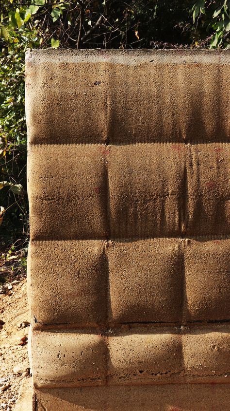 Unearthing the quality of rammed earth through fabric formwork Rammed Earth Bricks, Rammed Earth Retaining Wall, Fabric Formwork, Rammed Earth Construction, Mud Hut, Earth Projects, Rammed Earth Wall, Rammed Earth, Old Photography