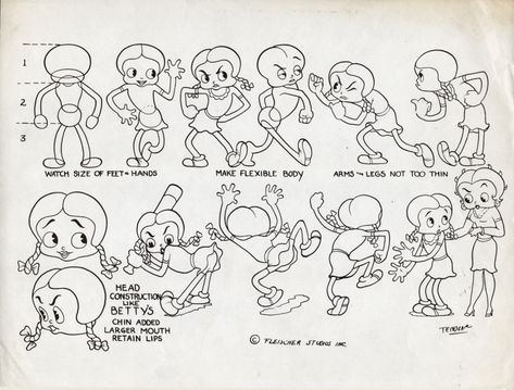 SmSallySwing2 40s Cartoon Style, 1940s Cartoons, 40s Cartoon, 1930s Cartoons, Character Model Sheet, Rubber Hose, Betty Boop Cartoon, Drawing Cartoon Characters, Model Sheet