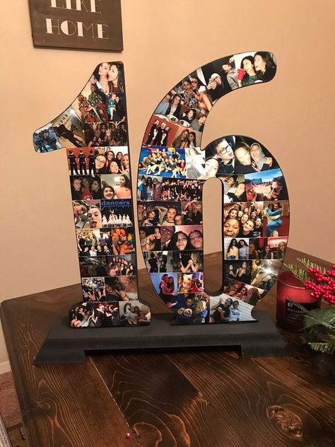 Standing Wooden Number Collage (2 Numbers) Number Collage, Sweet 16 Party Decorations, Sweet Sixteen Birthday Party Ideas, Collage Foto, Photo Collage Gift, Cute Birthday Ideas, Wooden Numbers, Diy Birthday Gifts For Friends, Creative Birthday Gifts