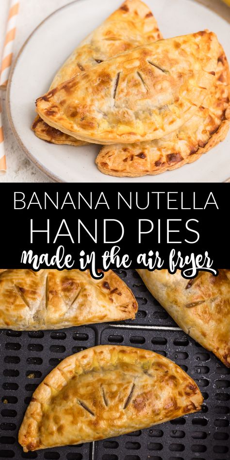 Banana Nutella Recipes, Nutella Hand Pies, Fried Hand Pies, Tortilla Dessert, Banana Spring Rolls, Air Fryer Banana, Nutella Pie, Air Fryer Recipes Dessert, Sliced Banana