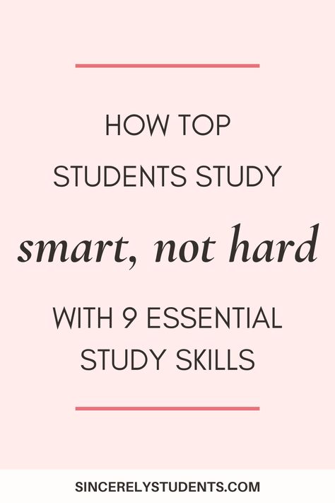 Read this blog post to learn how to study more effectively with 9 simple yet essential study skills. Study like a top student and work smarter, not harder! How To Learn Easier, How To Study More In Less Time, How To Study Faster Tips, How To Study More Efficiently, How To Study And Memorize, How To Read Textbooks Effectively, How To Remember, How To Study Smarter Not Harder Tips, Smart Study Techniques