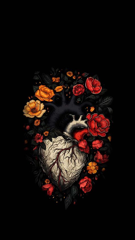 Gothic Art Wallpaper, Anatomical Heart Art, Iphone Wallpaper Hd, Medical Wallpaper, Gothic Wallpaper, Heart Iphone Wallpaper, Witchy Wallpaper, Pop Art Wallpaper, Medical Art