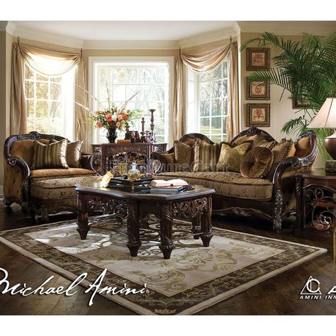 Essex Manor Living Room Set. I would put leather furnitre instead though. Get that Texas feel 3 Piece Living Room Set, Victorian Living Room, Tuscan Design, Set Sofa, Set Ideas, Elegant Sofa, Acme Furniture, Living Room Collections, Living Room Sets Furniture