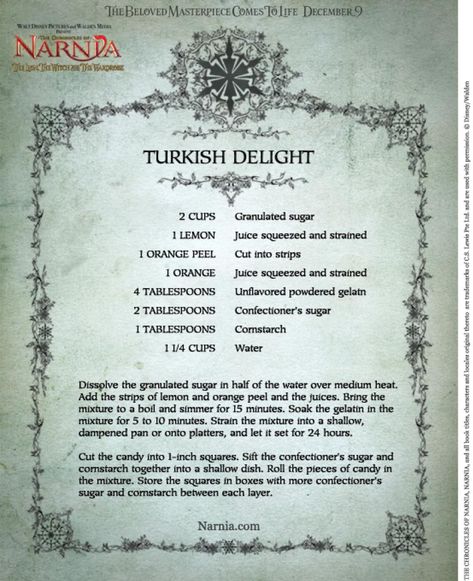 Narnia fans here you go! Turkish Delight Recipe, Disney Inspired Food, Turkish Delight, Homemade Candies, Candy Making, Turkish Recipes, Old Recipes, Disney Food, Vintage Recipes