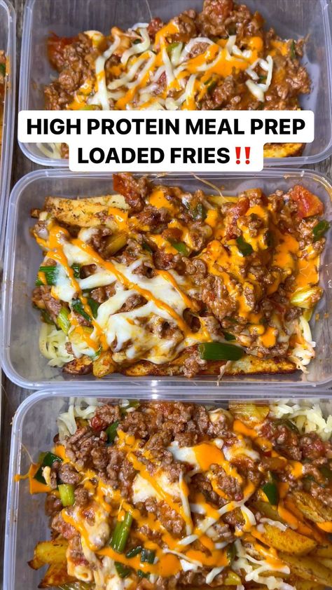 Protein Meal Prep, High Protein Meal, High Protein Meal Prep, Healthy High Protein Meals, Loaded Fries, Healthy Lunch Meal Prep, High Protein Low Calorie, Protein Meal, Dinner Meal Prep