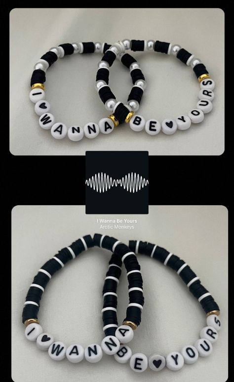 "artic monkeys \"i wanna be yours\" matching clay beaded bracelets!  (also sold separately, dm me)  -perfect for couples and gifting! -bracelets are made with a stretchy elastic string to ensure a perfect fit - all are roughly the same size, but if you have a preference please let me know  -comes with extras 💕 feel free to contact me with any questions or concerns!" Matching Clay Bead Bracelet, Couple Crafts To Do Together, Beaded Bracelets To Make For Your Boyfriend, Cute Bracelets For Couples, Cute Matching Bead Bracelets, Matching Clay Bracelet Ideas, Couples Bracelets Beads, Couple Bracelets Clay Beads, Arctic Monkeys Matching Bracelet