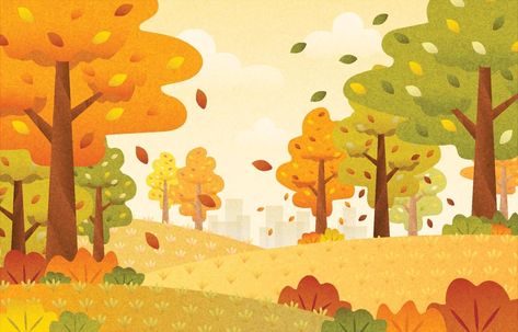 Fall Landscapes, Nature Party, Autumn Illustration, Free Vector Illustration, Autumn Nature, Autumn Scenery, Cartoon Background, Autumn Landscape, Autumn Season