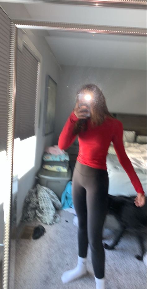 Black Leggings Outfit Winter, Cute Volleyball Outfits, Volleyball Leggings, Woman Leggings, Leggings Outfit Winter, Red And Black Outfits, Red Lace Top, Trendy Leggings