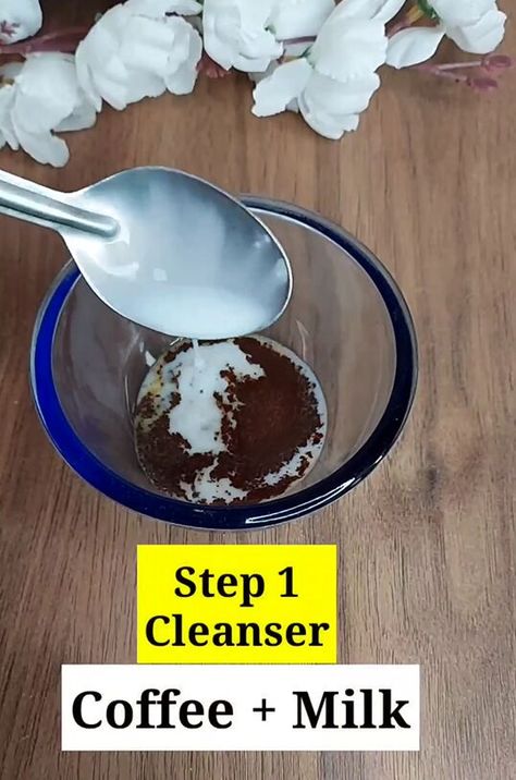 Face Clean Up At Home Steps, Coffee Facial At Home, Facial At Home Steps Homemade, Diy Facial At Home, Facial Steps At Home, Facial Steps, Facial Scrub Recipe, At Home Facial, Diy Facials