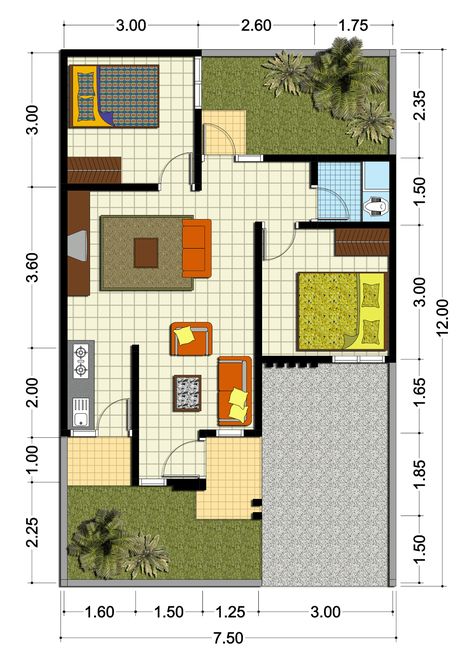 Floor Plan With Dimensions, Design Analysis, Building A Small House, Simple Floor Plans, 2bhk House Plan, Indian House Plans, Open House Plans, Kerala House Design, House Construction Plan