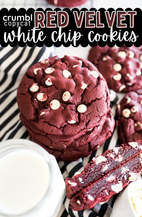 White Chip Cookies, Cookies And Cream Milkshake, Raspberry Cheesecake Cookies, Crumble Cookie Recipe, Crumble Cookie, Cooking With Karli, Crumble Cookies, Milk Chocolate Chip Cookies, Velvet Cookies