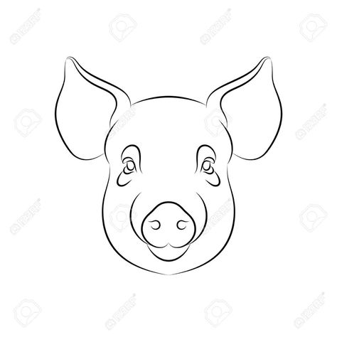 How To Draw A Pig Face, Pig Head Drawing, Pig Face Drawing, Body Tut, Pig Sketch, Crafts Drawing, Animals Tattoo, Pig Head, Pig Drawing