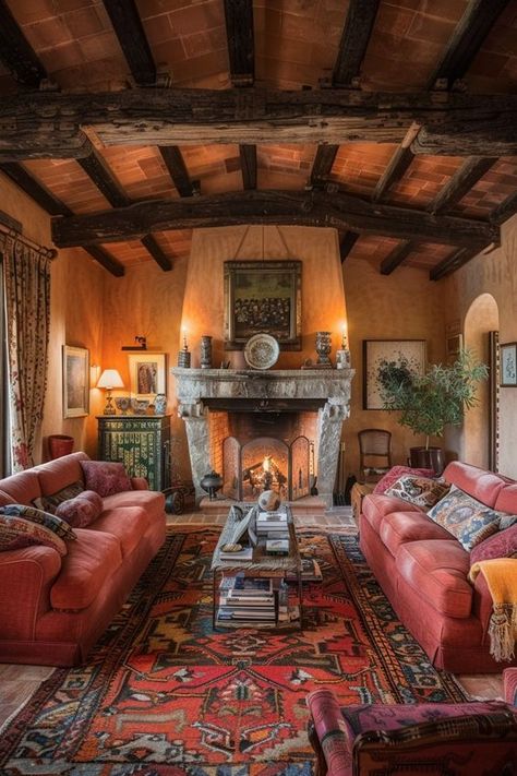 15 Tuscan Living Room Interior Designs You Will Love! - My Decor Inspo Tuscan Mountain Home, Spanish Interior Design Living Room, Tuscan Villa Interior Decor, Adobe House Interior, Tuscan Aesthetic, Hacienda Living Room, Tuscan Homes Interior, Tuscan Style Living Room, Tuscan Interior Design