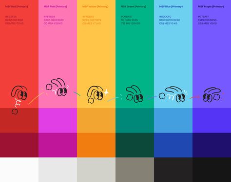 Rainbow Pallete Colour, Bright Moody Color Palette, Visual Identity Color Palette, Rainbow Colors Palette, Website Themes Color Schemes, Pride Color Palette, Dessert Graphic Design, Disco Color Palette, Festival Color Palette