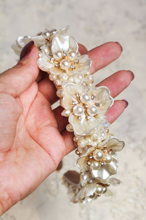 Jewelled Headband, Headband Beaded, Beaded Headbands, Hair Accessories Tiara, Romantic Nature, Diy Collier, Embellished Headbands, Headband Jewelry, Beaded Headband