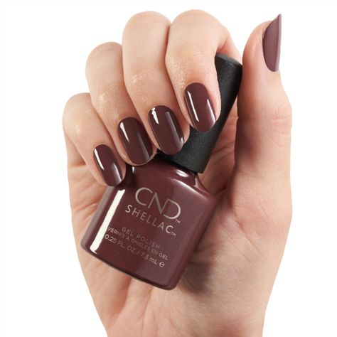 Cnd Shellac Brown Colors, Cnd Shellac Colors, Nail Designs Easy Diy, Kiara Sky Gel Polish, Shellac Colors, Brown Nail Polish, Brown Nail, Cnd Nails, Cat Eye Gel Polish