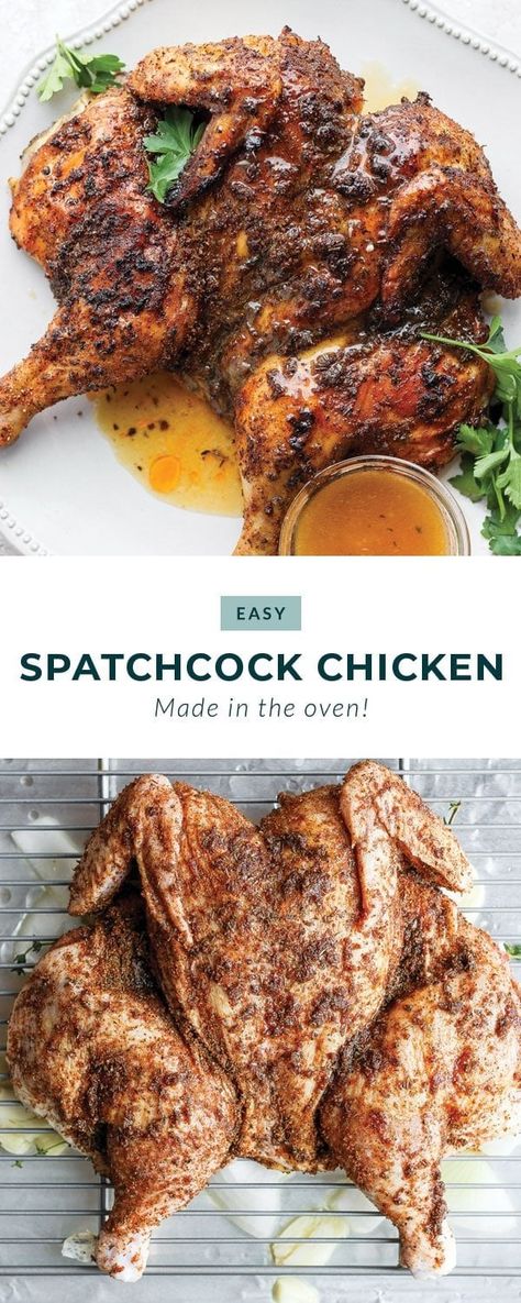 Whole Spatchcock Chicken Recipes, Splayed Chicken Recipes, Baked Spatchcock Chicken Recipes, How To Cook Spatchcocked Chicken, Spacocked Chicken Recipe, Spatchcock Chicken Recipes Oven, Whole Chicken Recipes Spatchcock, Oven Spatchcock Chicken, Spachocked Chicken