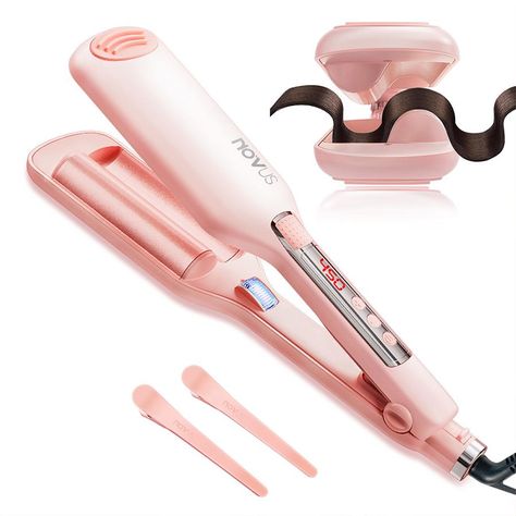 Rovy Wave Curling Iron, Anti-Scald Hair Crimper | 2 Barrel Ionic Hair Curler for Women | 1.1in/28MM Rapid Heating Wand | Ceramic Hair Waver for Wide Deep Waves Crimper Hair, Wave Curling Iron, Curling Wand Hair, Hair Curling Tools, Waves With Curling Iron, Curling Tools, Hair Crimper, Hair Waver, Hot Rollers