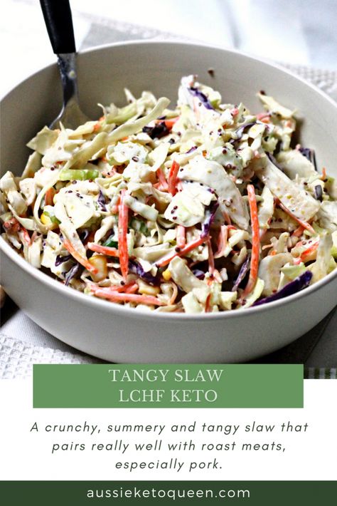 Keto Cole Slaw, Low Carb Coleslaw, Crunchy Coleslaw, Keto Salads, Keto Sides, Delicious Low Carb Recipes, Zone Diet, Happy Belly, Low Carb Side Dishes