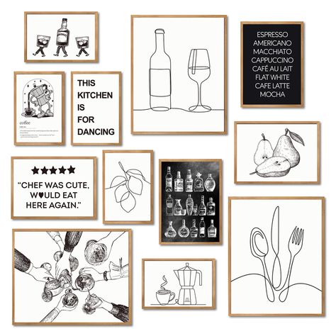 PRICES MAY VARY. 【What You Get】: Our kitchen wall decor set includes 12 kitchen pictures for wall, 3pcs8x10-inch,4pcs5x7-inch,5pcs4x6-inch.Also,the set comes with 50 glue dots for easy installation on your wall decor. 【Enrich Your Kitchen Wall Decor】:Whether you are looking for trendy wall decor pictures or want to add a fun touch to the kitchen decor, these kitchen pictures are exactly what you need to enhance the room aesthetics and create a fun but cozy ambiance! 【Diverse Themes】: Features an Decor Above Kitchen Table, Small Kitchen Wall Decor Ideas Modern, Wall Collage Kitchen, Empty Wall In Kitchen, Artwork In Kitchen, Drawing For Kitchen, Boho Kitchen Wall Decor, Kitchen Art Ideas, Kitchen Chalkboard Wall