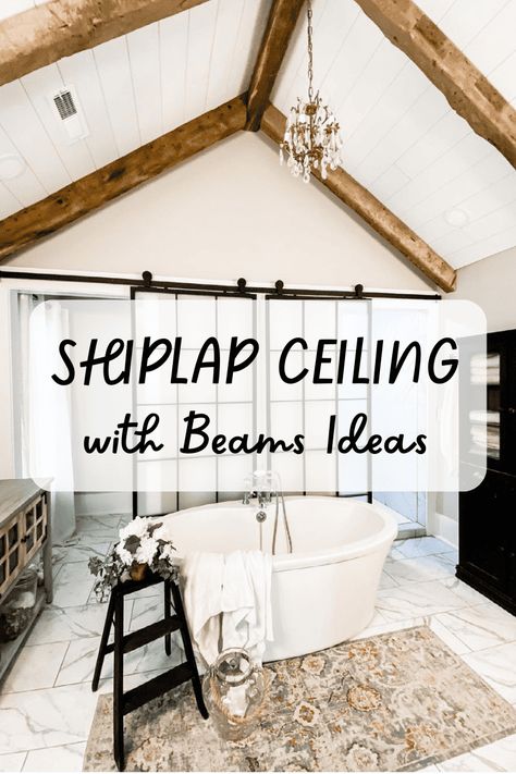 If you want to install exposed ceiling beams in your home, you may want to consider designing a shiplap ceiling with beams. The attractive framework of Wood Ceilings With White Beams, Vaulted Ceiling With Shiplap And Beams, False Beams Vaulted Ceiling, 9ft Ceilings With Beams, Shiplap Ceiling Vaulted Living Room, Shiplap Hallway Ceiling, Beams And Shiplap Ceiling, White Shiplap Ceiling With Beams, A Frame Ceiling Ideas