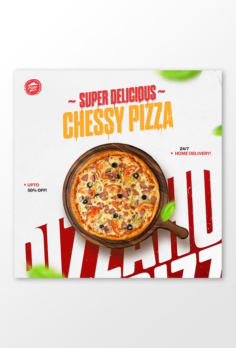 Pastry Poster Design Ideas, Advertising Design Food, Food Products Ads, Food Ad Design, Pizza Poster Design, Food Ads Design, Food Design Poster, Pizza Social Media Post, Food Creative Ads