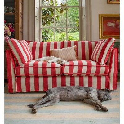 High Density Resilient Sponge：High density sponge filling, soft and hard, comfortable to sit. | Danbenla design Retro Striped Casual Sofa brown in White;red | 17.7" H X 62.9" W X 27.5" D | Wayfair Flat Inspiration, Two Seat Sofa, Striped Sofa, Beautiful Sofa, 5 Seater Sofa, Standard Furniture, Beautiful Sofas, Up House, Top Background