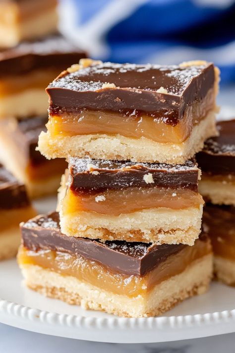 Chocolate Caramel Shortbread Bars Caramel Chocolate Shortbread Bars, Can’t Leave It Alone Bars, Shortbread Pecan Bars, Shortbread Bar Cookies, Millionaires Shortbread Recipe, Bar Recipes Dessert, Billionaire Shortbread, Shortbread Cookie Bars, Caramel Shortbread Bars