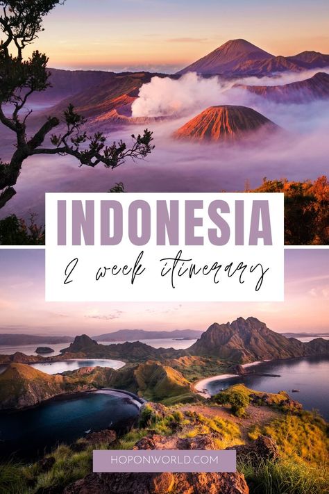 The Perfect 2 Weeks Indonesia Itinerary: Best Places to Visit • Hoponworld What To Do In Indonesia, Indonesia 2 Week Itinerary, Things To Do In Indonesia, Indonesia Travel Itinerary, Indonesia Itinerary, Travel Beautiful Places, Epic 2, Travel To, Gili Islands