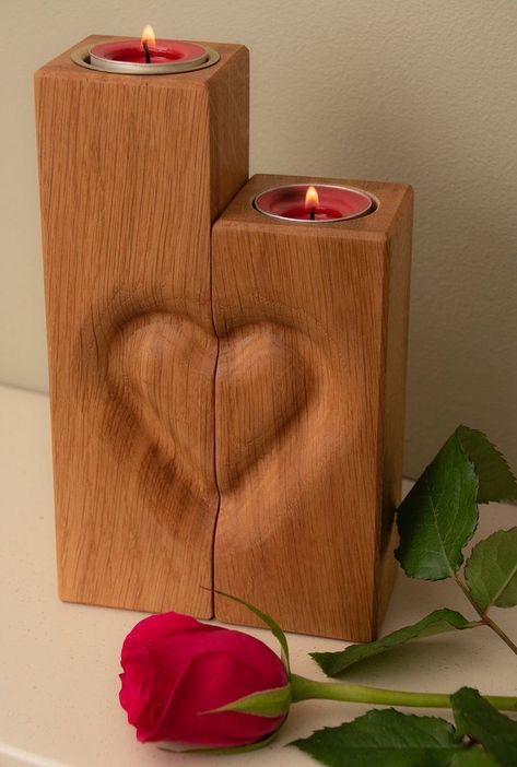 5th Wedding Anniversary Gifts For Him, Heart Candle Holder, 5th Wedding Anniversary Gift, Wood Anniversary, Wood Anniversary Gift, 5th Wedding Anniversary, Heart Candle, Diy Wooden Projects, Tea Light Holders