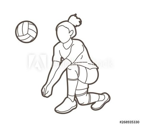 Stock Image: Woman volleyball player action cartoon graphic vector Volleyball Drawing Easy, Volleyball Girl Drawing, Volleyball Player Drawing, Volleyball Sketch, Woman Volleyball, Sport Drawing, Volleyball Drawing, Action Cartoon, Sports Drawing