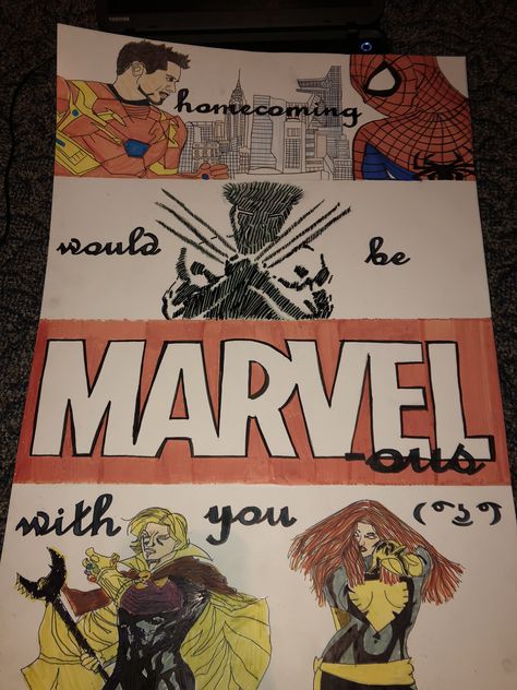 Asked my boyfriend to homecoming, here was my poster!! #homecoming #homecomingproposal #hoco #promposal #sadies Spider-man Themed Hoco Proposal, Hoco Promposal, Hoco Queen, Prom Proposals, Cute Prom Proposals, Homecoming Posters, Homecoming Court, Dance Poster, Campaign Posters