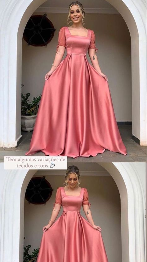 Satin Frock, Long Gown Design, Simple Frocks, Simple Gowns, Fancy Dresses Long, Stylish Party Dresses, Stylish Dresses For Girls, Prom Dresses Long With Sleeves, Frock Design