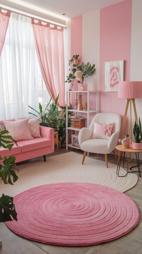 Textured Rugs, Girly Apartments, Girly Apartment Decor, Pink Furniture, Casas The Sims 4, Apartment Decor Ideas, Dream Apartment Decor, Pink Living Room, Classy Decor