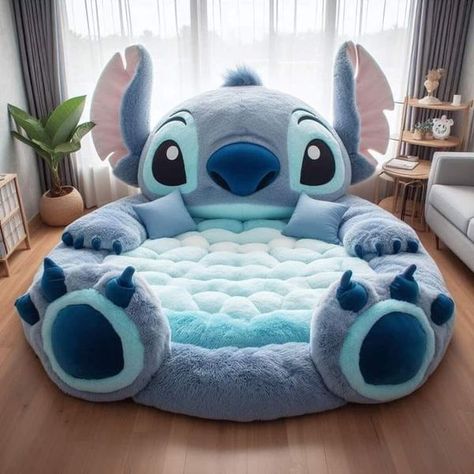 Stitch lovers | Bed💙 | Facebook Stitch Bean Bag, Stitch Bedsheets, Stitch Themed Room, Stitch Room Decor Ideas, Lilo And Stitch Room Ideas, Lilo And Stitch Bedroom, Stitch Themed Bedroom, Stitch Bedroom Ideas, Stitch Room Decor