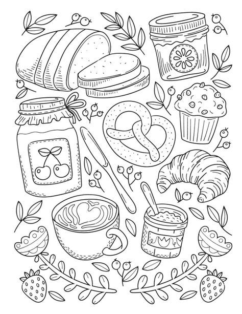 Winnie The Pooh Coloring Page, Baking Coloring Pages, Food Coloring Pages, Colouring Sheets, Art 2024, Detailed Coloring Pages, Ipad Drawings, Image Swag, Easy Coloring Pages