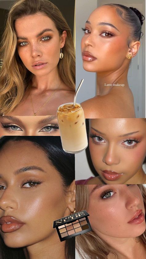 Latte makeup🍵 Latte Makeup Look, Latte Makeup, Full Makeup, Cute Makeup Looks, Pretty Makeup, Cute Makeup, Beauty Secrets, Makeup Routine, Fashion Makeup