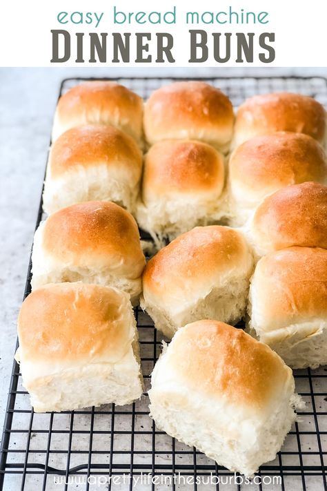 Homemade Bread Machine Dinner Buns Tray Buns, Recipe For Dinner Rolls, Bread Machine Rolls Recipes, Dinner Buns, Bread Machine Rolls, Bread Machine Recipes Sweet, Roll Dough Recipe, Easy Bread Machine Recipes, Sweet Dinner Rolls